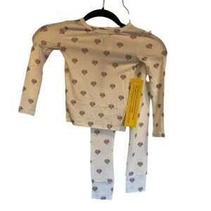 NWT SKIMS kids pajama set MARBLE HEART BANNER Size 4